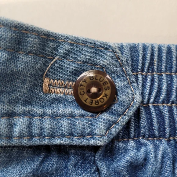 Vintage Koret City Blues Size 12 Maxi Skirt Blue Denim Pockets Elastic Waist - Picture 12 of 14